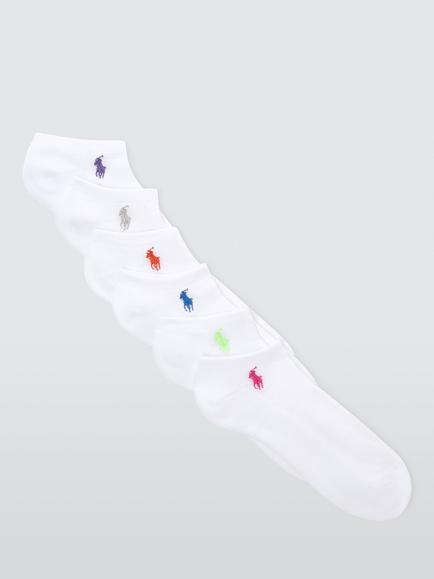 Ralph Lauren Low Cut Socks, Pack of 6, White/ Multi