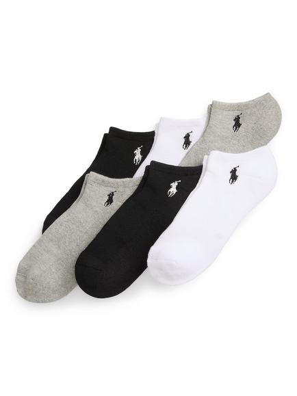 Ralph Lauren Low Cut Socks, Pack of 6, Grey/Black/White