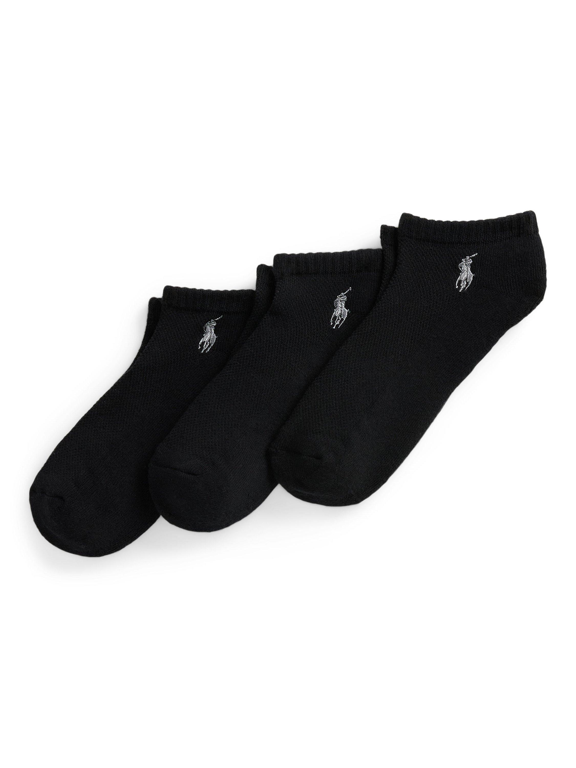 Product image 1 of 1, which shows Ralph Lauren Sport Low Cut No Show Socks, Pack of 3, Black