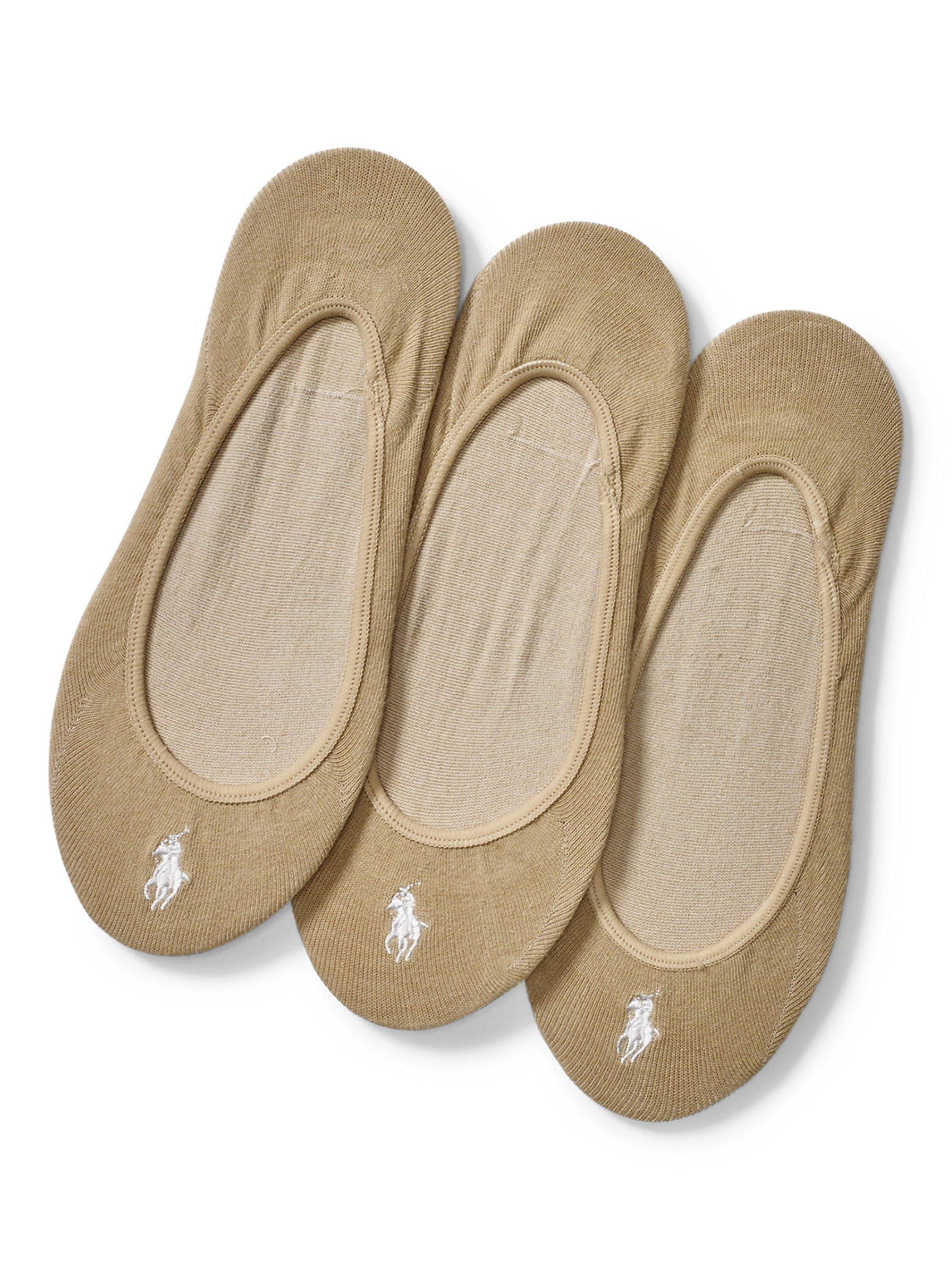 Product image 1 of 1, which shows Ralph Lauren Ultralow Liner Socks, Pack of 3, Bone