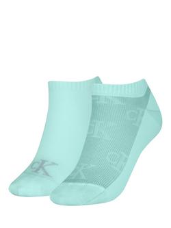 Calvin Klein Ribbed Trainer Socks, Pack of 2, Turquoise, Turquoise
