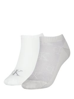 Calvin Klein Ribbed Trainer Socks, Pack of 2, Peach, White