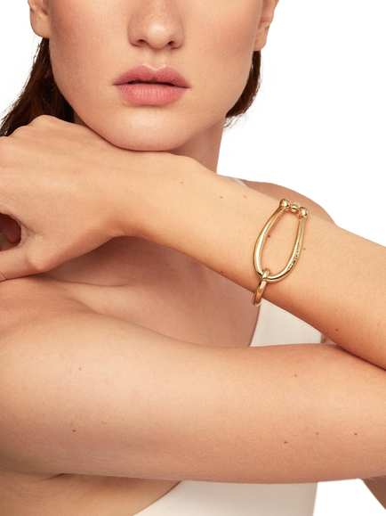 UNOde50 Youthful Large Link Bangle Bracelet, Gold - view 2, Gold