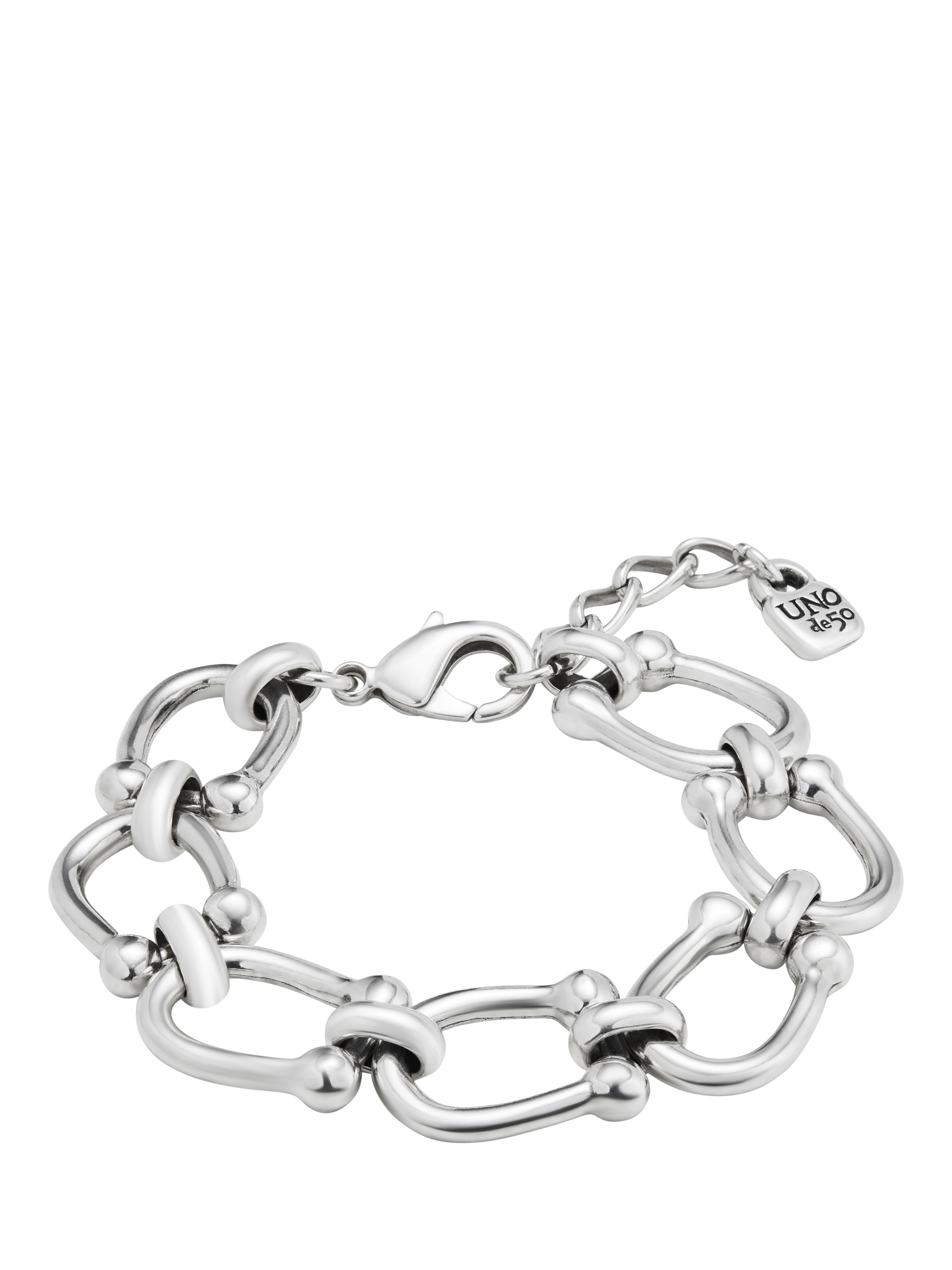 Product image 1 of 5, which shows UNOde50 Youthful Collection Medium Link Chain Bracelet, Silver