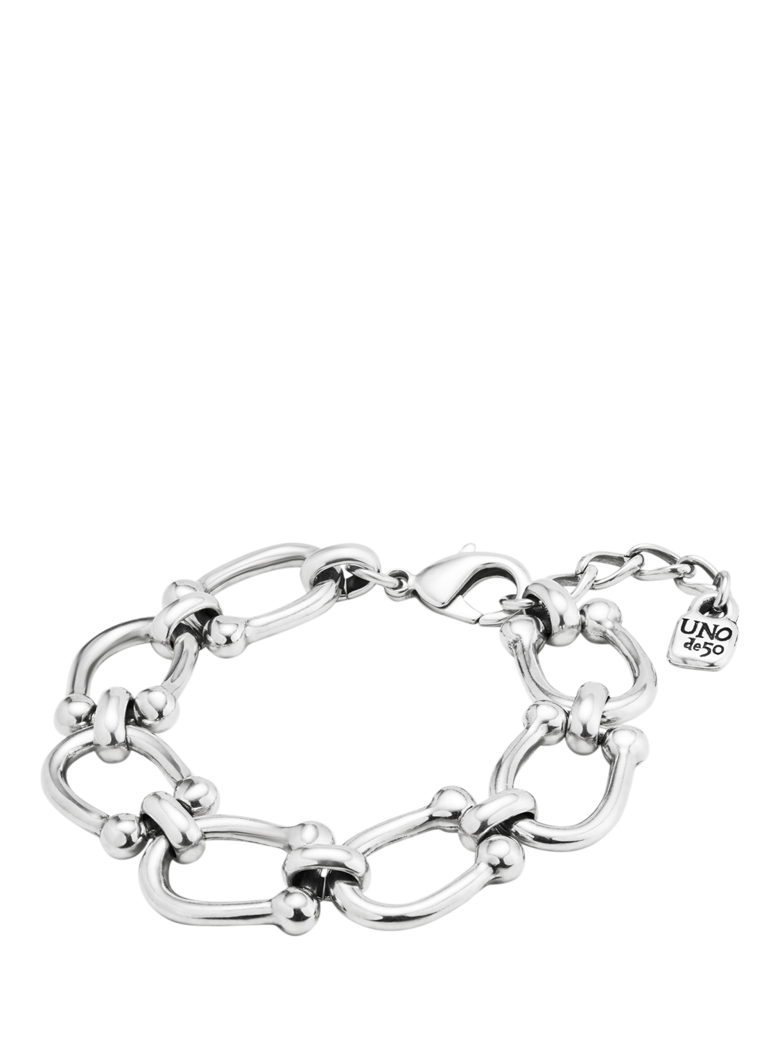 Product image 4 of 5, which shows UNOde50 Youthful Collection Medium Link Chain Bracelet, Silver