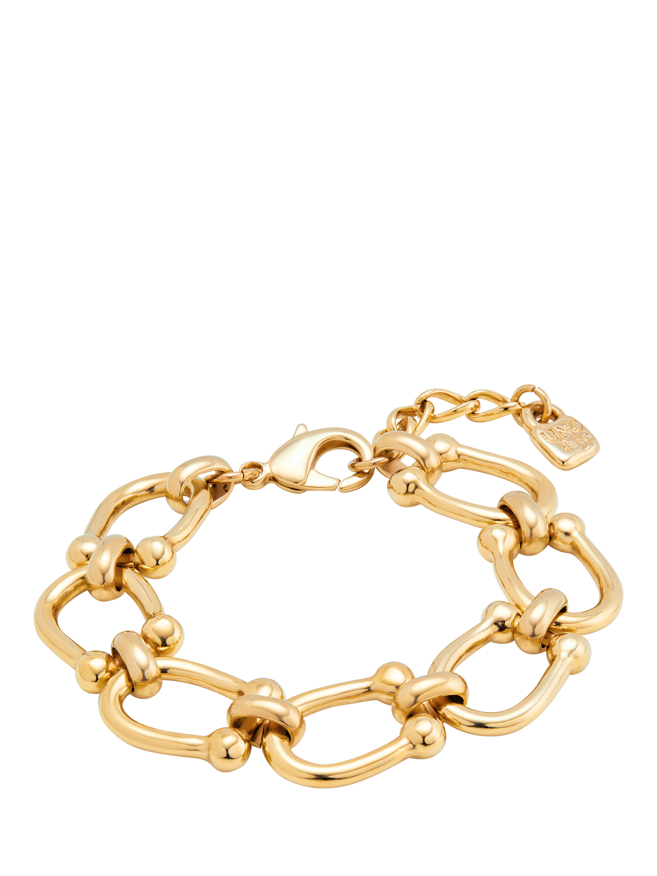 Product image 1 of 4, which shows UNOde50 Youthful Collection Medium Link Chain Bracelet, Gold