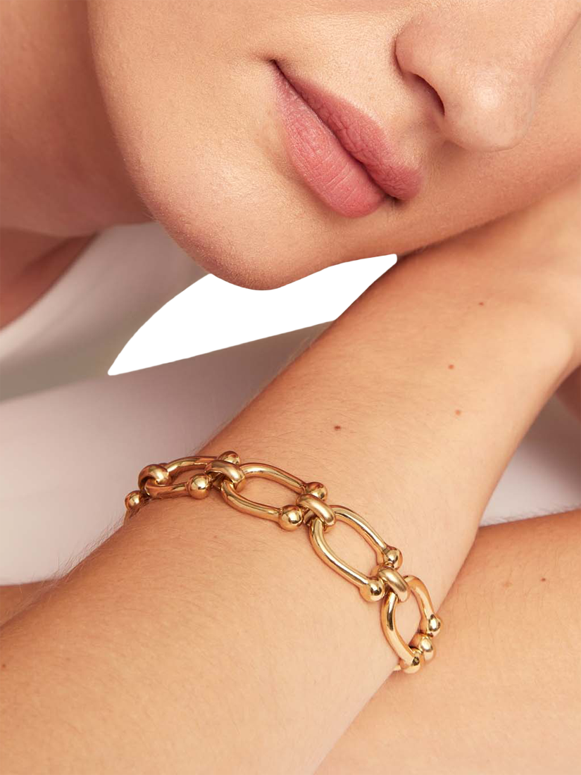 Product image 2 of 4, which shows UNOde50 Youthful Collection Medium Link Chain Bracelet, Gold