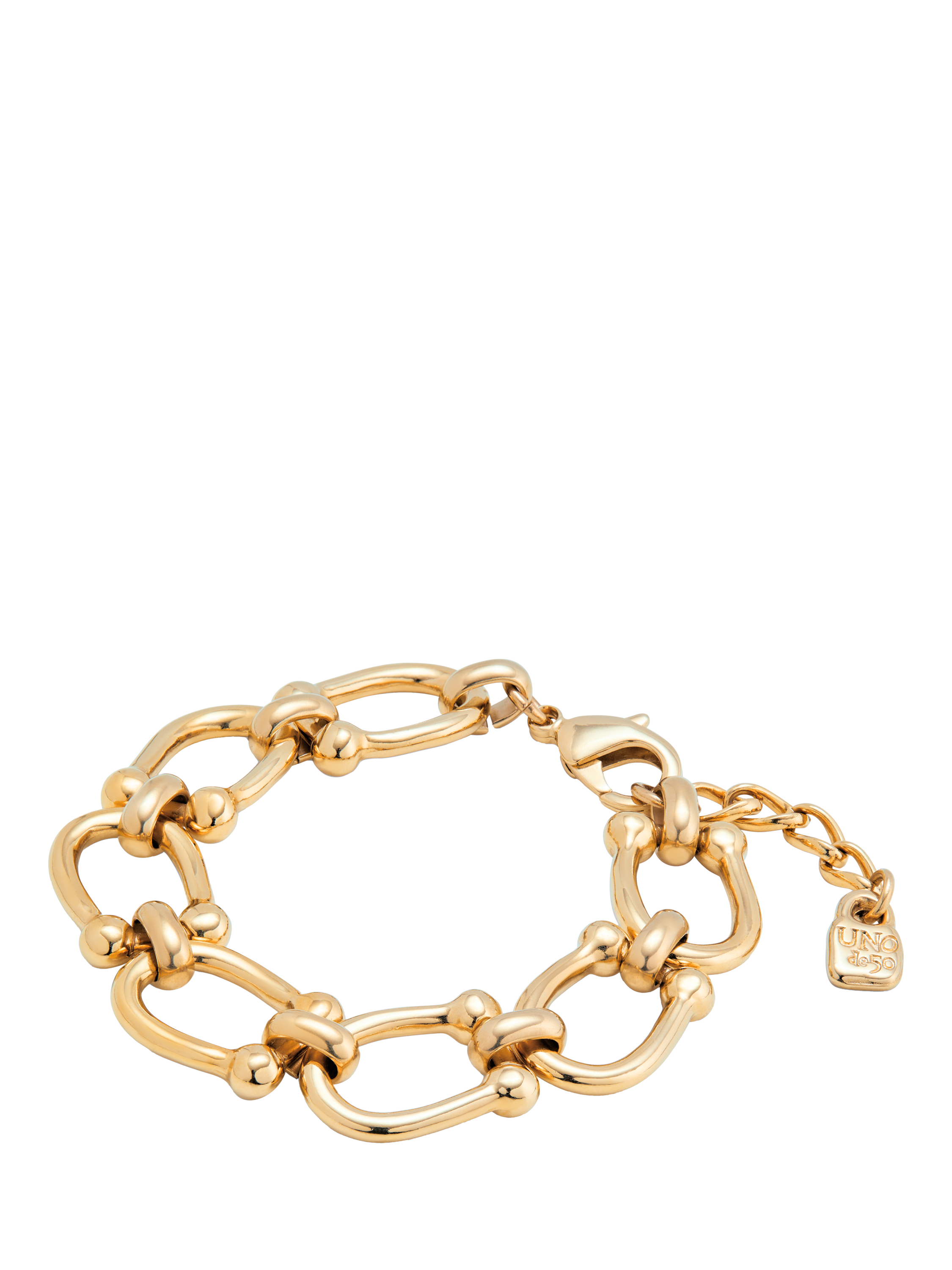 Product image 4 of 4, which shows UNOde50 Youthful Collection Medium Link Chain Bracelet, Gold