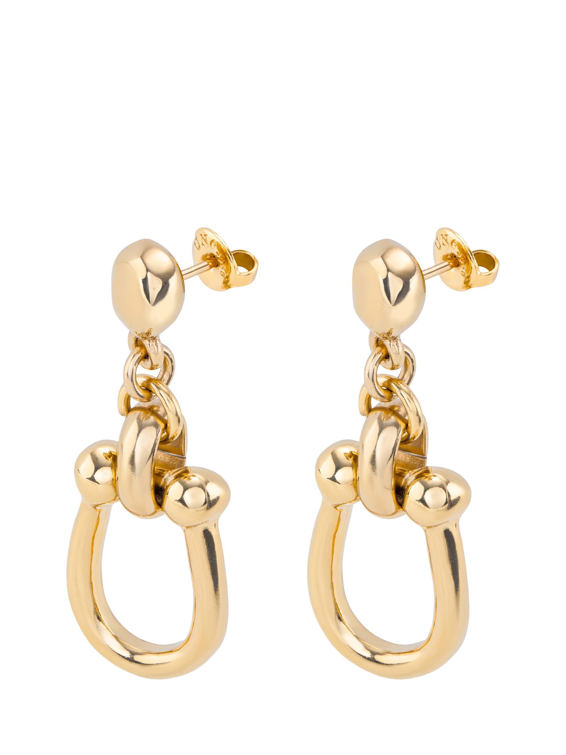 Product image 4 of 4, which shows UNOde50 Youthful Collection Horseshoe Drop Earrings, Gold