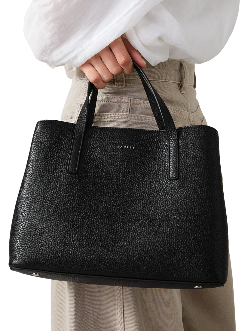 Product image 5 of 5, which shows Radley Dukes Place Leather Medium Zip-Top Grab Bag, Black