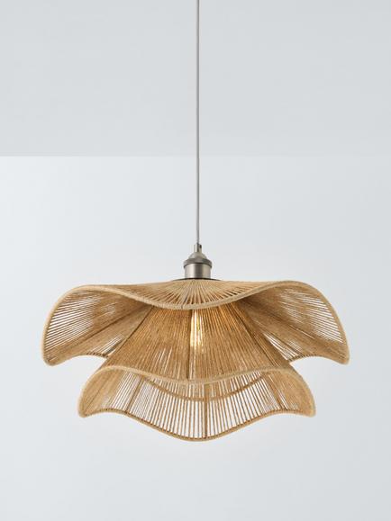 John Lewis Wavy Double Layer Jute Easy-to-Fit Ceiling Lampshade, Natural, Natural