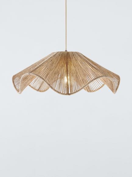 John Lewis Wavy Layer Jute Easy-to-Fit Ceiling Lampshade, Natural, Natural