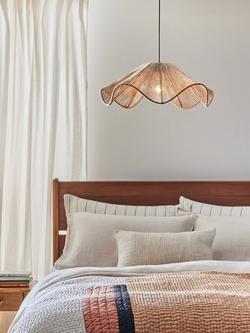 John Lewis Wavy Layer Jute Easy-to-Fit Ceiling Lampshade, Natural - view 2, Natural