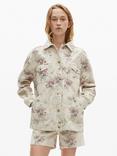 THE KOOPLES Floral Cotton Denim Jacket, Beige/Multi