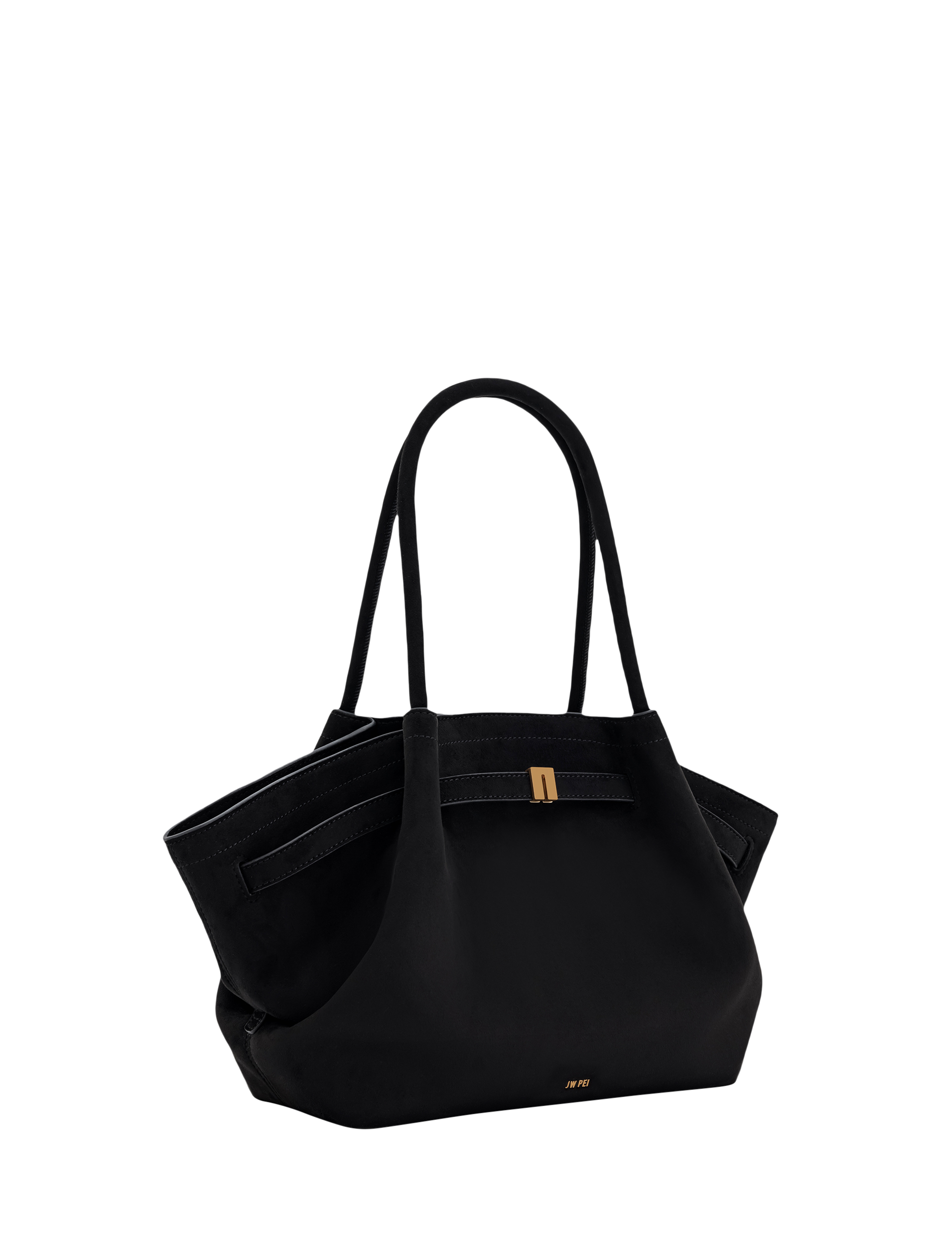 Product image 3 of 4, which shows JW PEI Hana Medium Faux Suede Tote Bag, Black