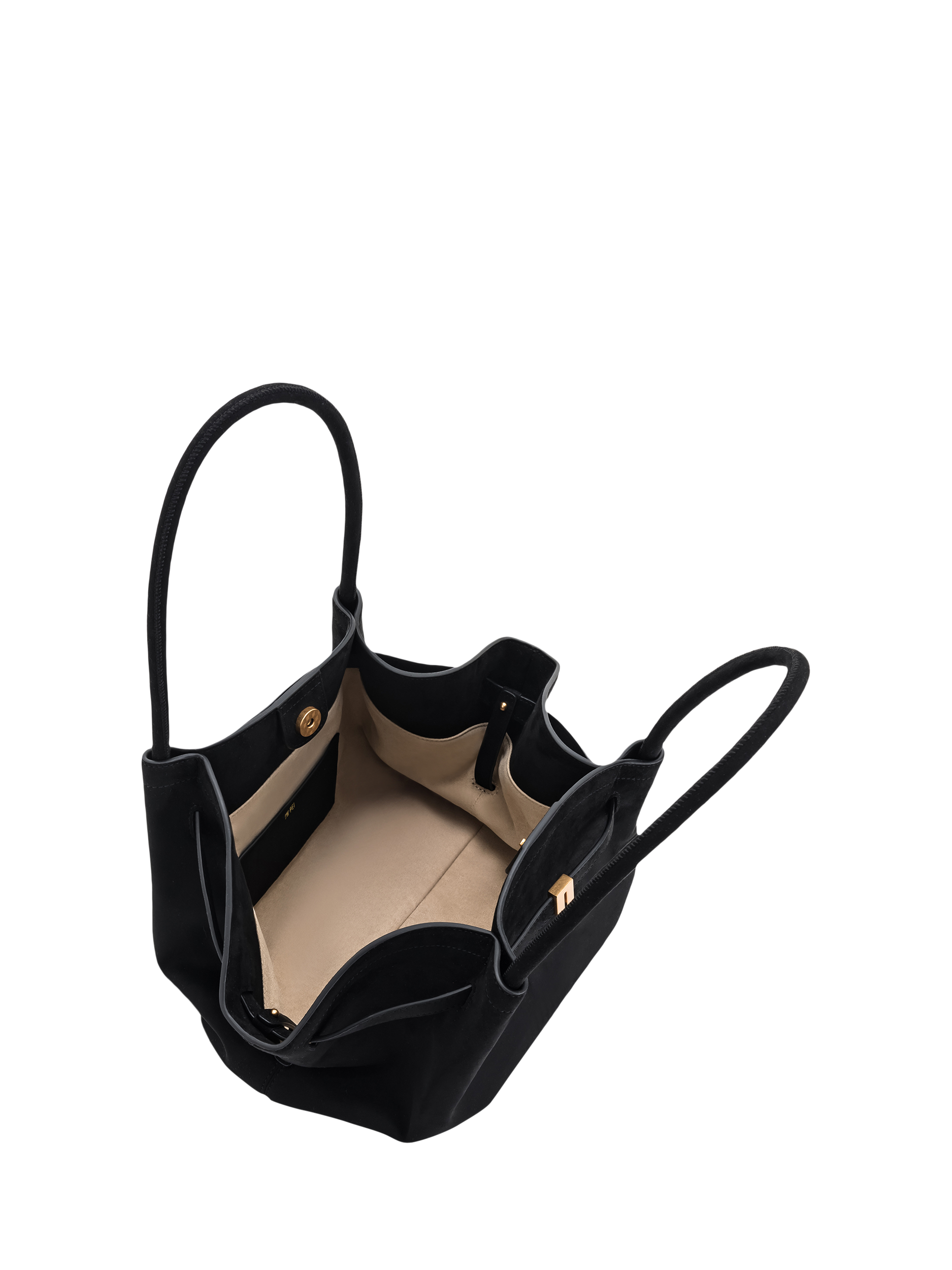 Product image 4 of 4, which shows JW PEI Hana Medium Faux Suede Tote Bag, Black
