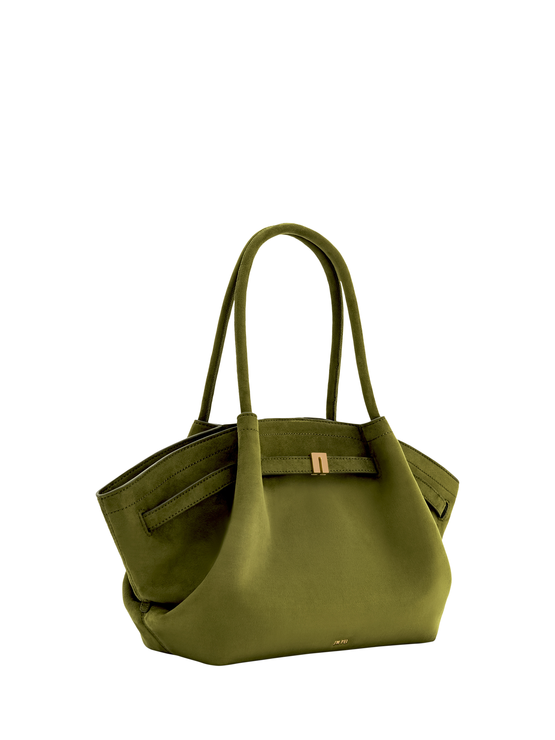 Product image 3 of 5, which shows JW PEI Hana Medium Faux Suede Tote Bag, Dark Olive