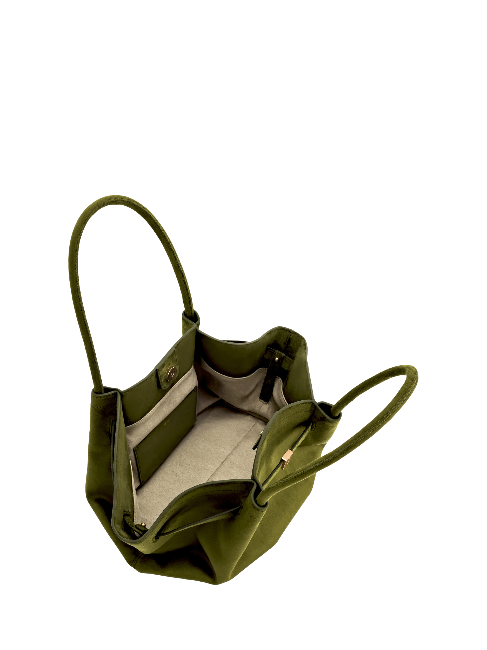Product image 4 of 5, which shows JW PEI Hana Medium Faux Suede Tote Bag, Dark Olive