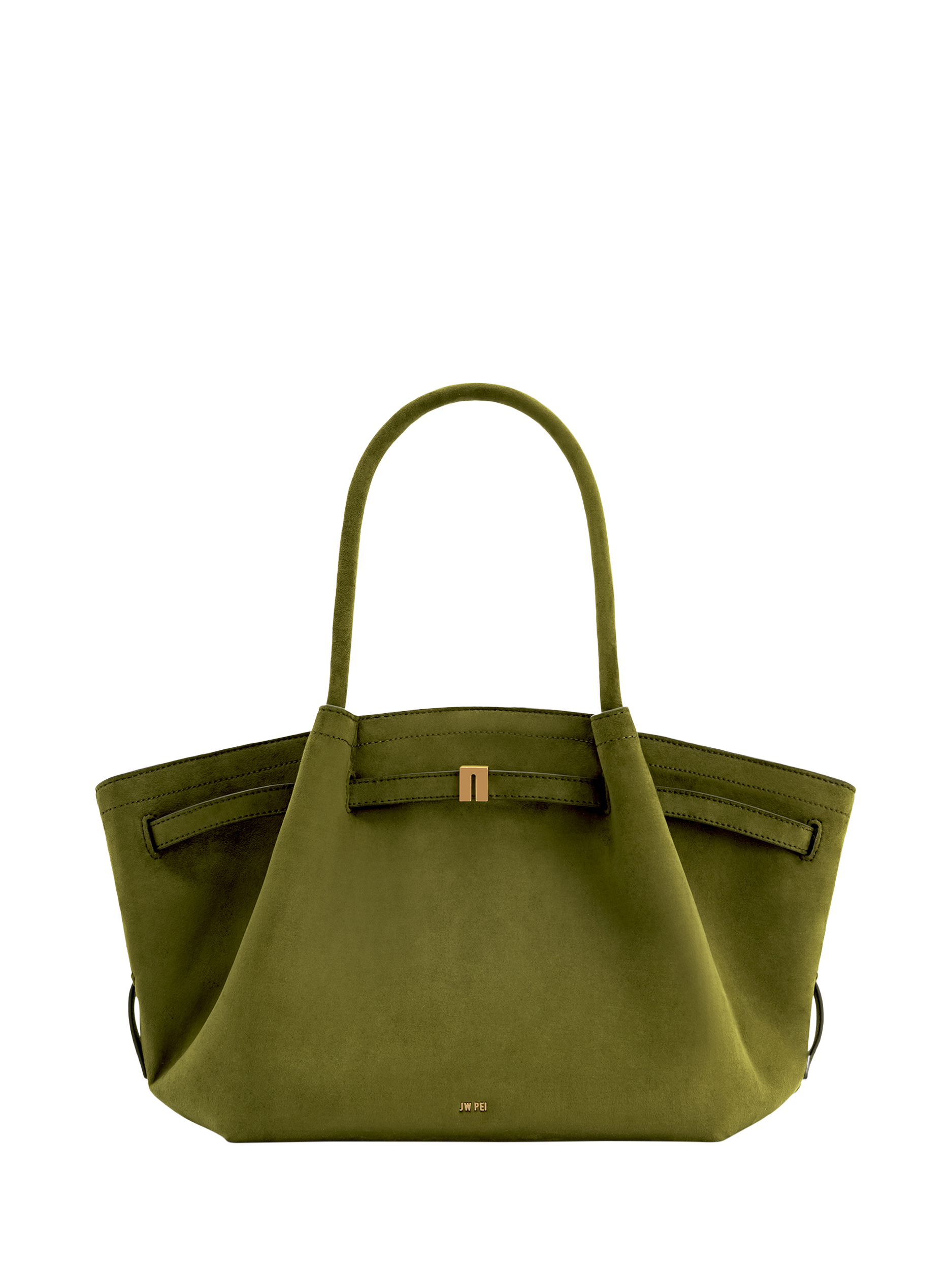 Product image 5 of 5, which shows JW PEI Hana Medium Faux Suede Tote Bag, Dark Olive