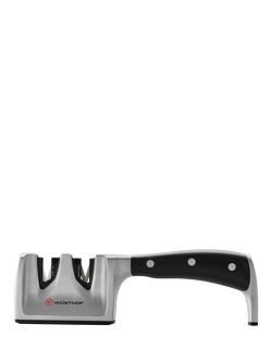 WÜSTHOF 2-Stage Pull-Through V-Shape Kitchen Knife Sharpener, Black/Silver, Black / Silver