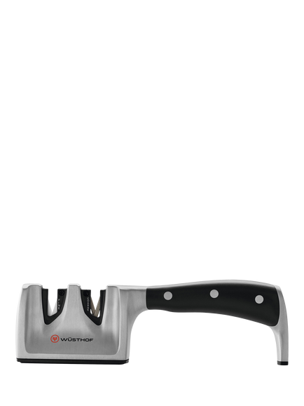 WÜSTHOF 2-Stage Pull-Through V-Shape Kitchen Knife Sharpener, Black/Silver, Black / Silver