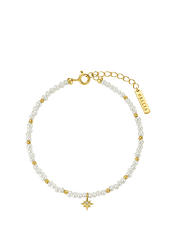 Orelia LUXE Pearl Bead Star Bracelet, Pale Gold, Pale Gold