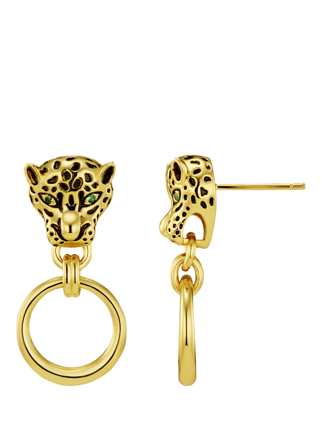 Product image 1 of 3, which shows Orelia Panther Door Knocker Earrings, Gold