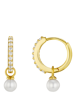 Orelia Luxe Pave Cubic Zirconia Pearl Drop Earrings, Gold, Gold