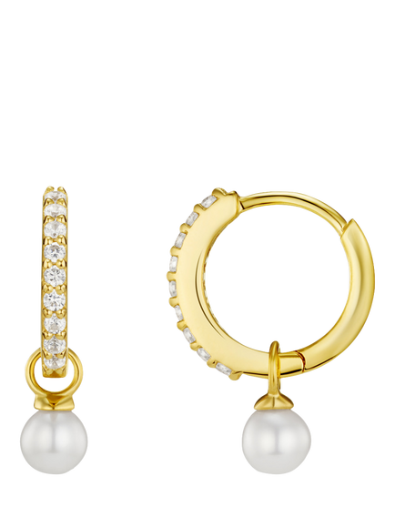 Orelia Luxe Pave Cubic Zirconia Pearl Drop Earrings, Gold, Gold
