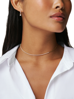 Orelia Luxe Pave Cubic Zirconia Pearl Drop Earrings, Gold - view 2, Gold