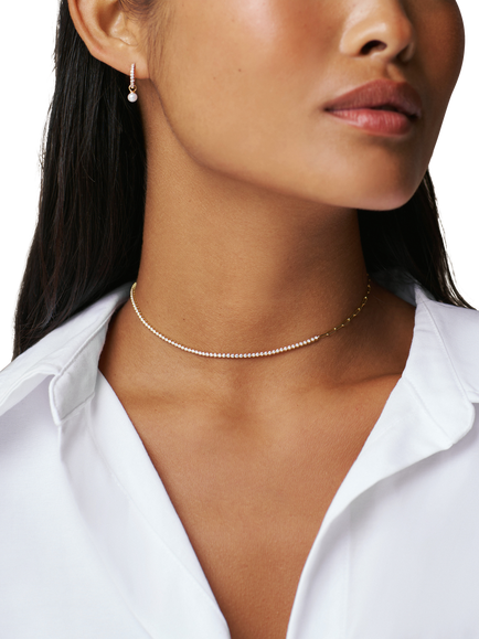 Orelia Luxe Pave Cubic Zirconia Pearl Drop Earrings, Gold - view 2, Gold