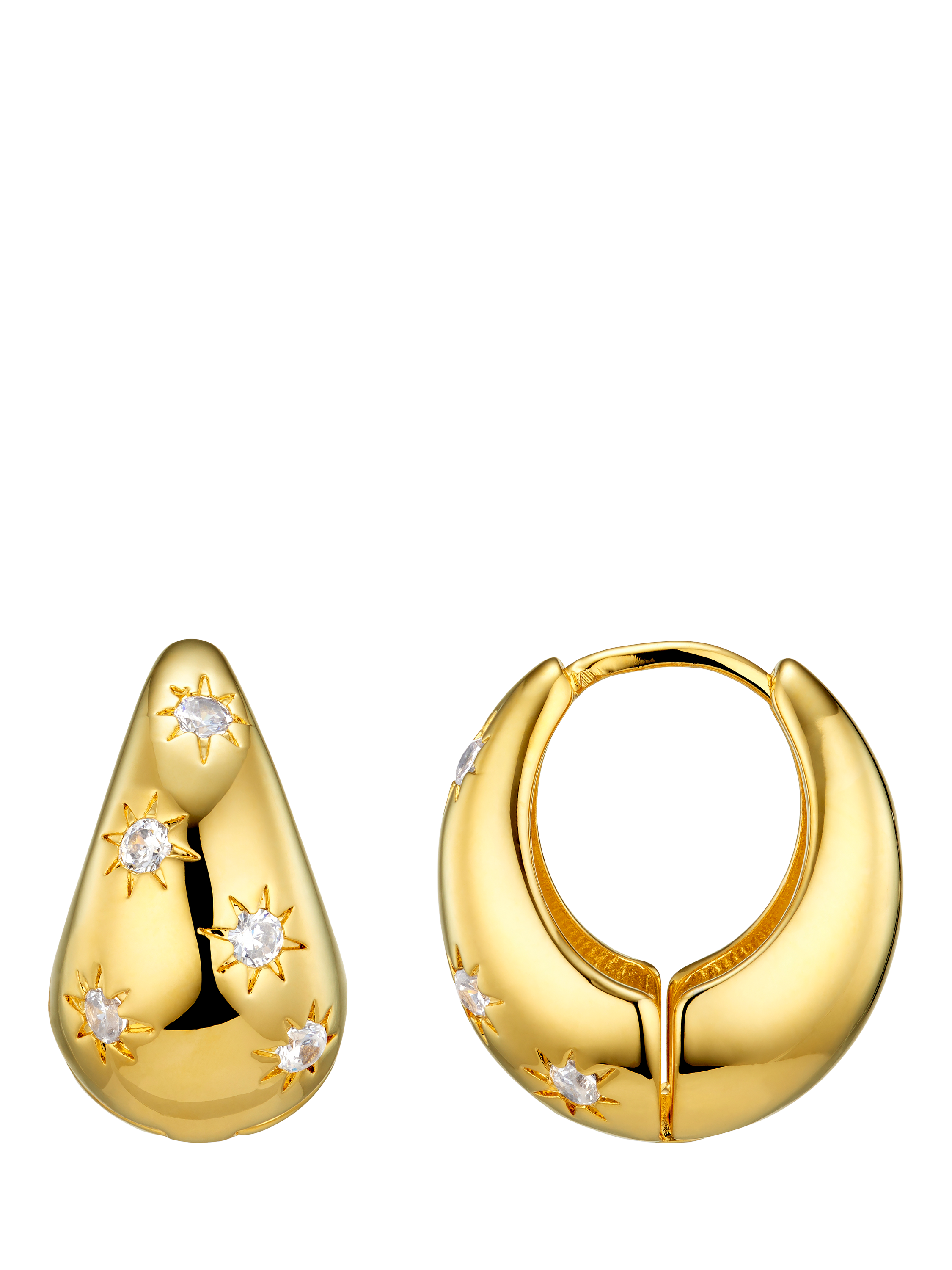 Product image 1 of 3, which shows Orelia Tapered Crystal Hoop Earrings, Pale Gold