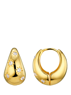 Orelia Tapered Crystal Hoop Earrings, Pale Gold, Pale Gold