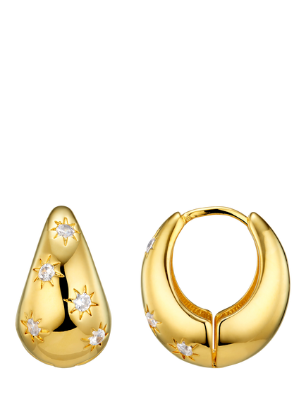 Orelia Tapered Crystal Hoop Earrings, Pale Gold, Pale Gold
