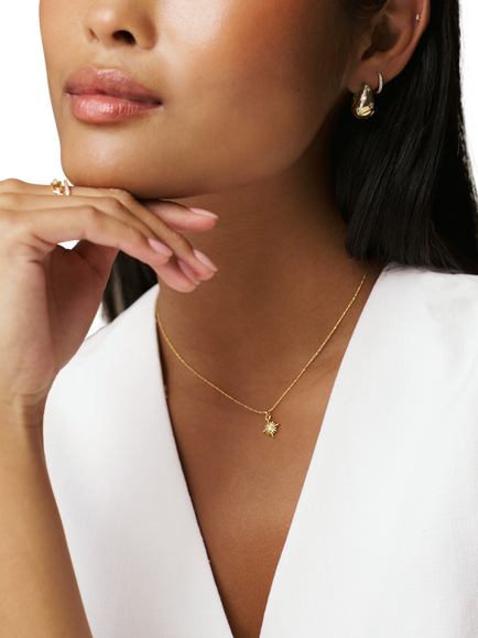 Orelia Tapered Crystal Hoop Earrings, Pale Gold - view 2, Pale Gold