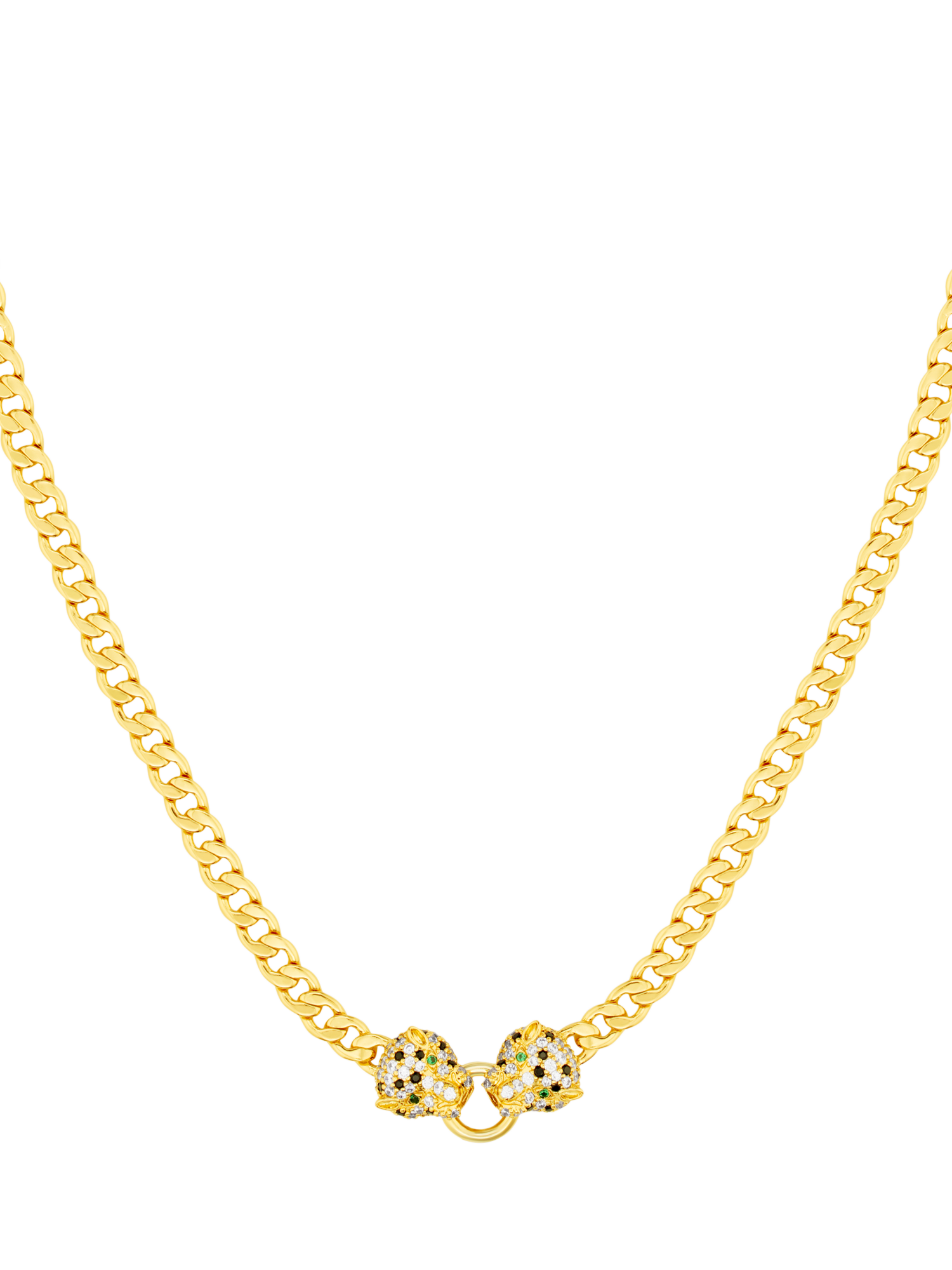 Product image 2 of 4, which shows Orelia Double Pave Crystal Panther Short Necklace, Pale Gold