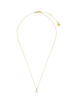 Orelia Luxe Pave Cubic Zirconia Pearl Pendant Necklace, Pale Gold, Pale Gold