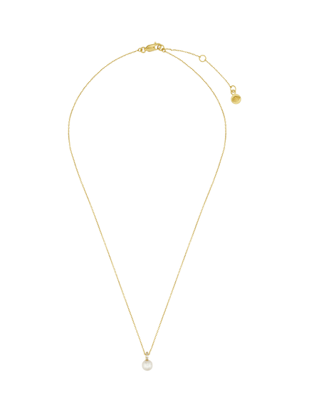 Orelia Luxe Pave Cubic Zirconia Pearl Pendant Necklace, Pale Gold, Pale Gold