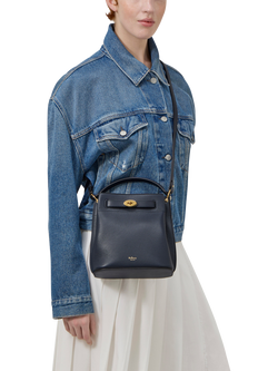 Mulberry Islington Small Classic Grain Leather Bucket Bag - view 2, Night Sky