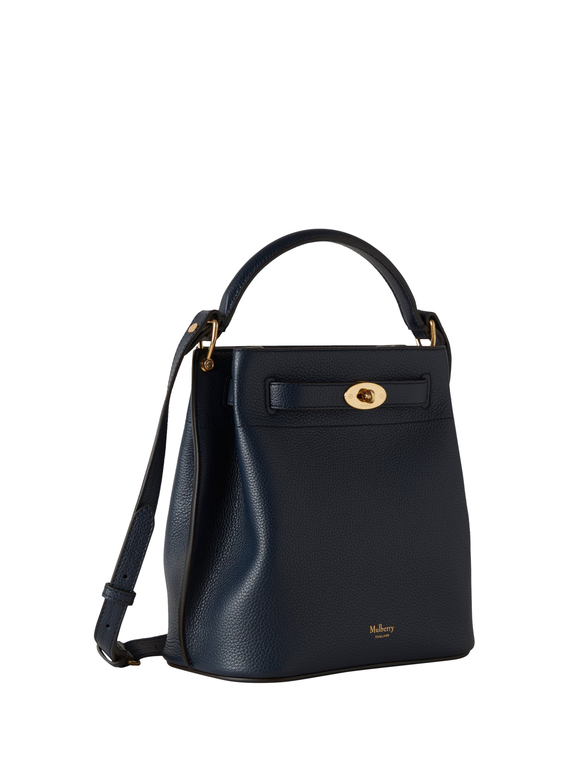 Product image 4 of 5, which shows Mulberry Islington Small Classic Grain Leather Bucket Bag, Night Sky