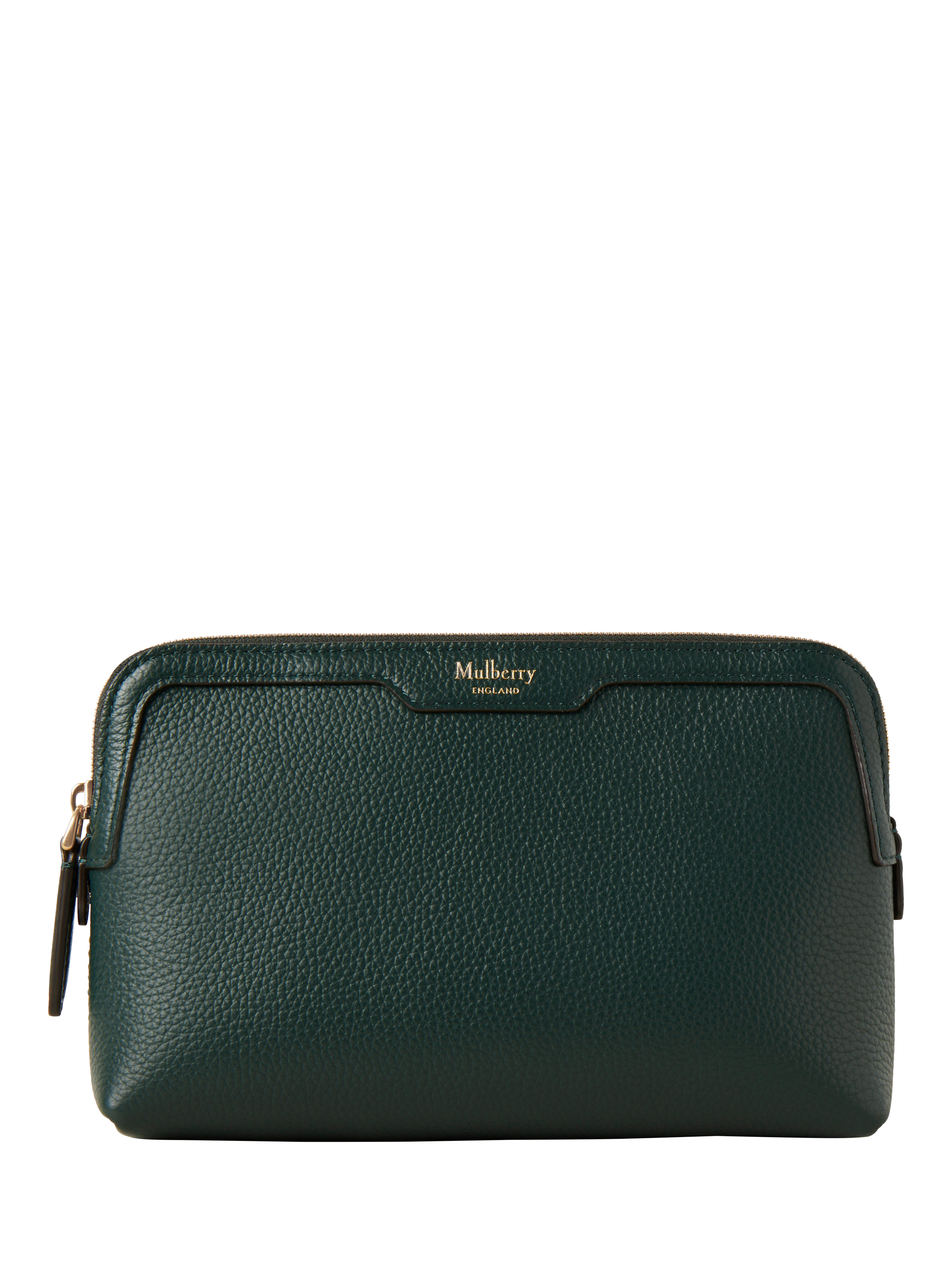 Product image 1 of 4, which shows Mulberry Small Classic Grain Leather Small Cosmetic Pouch, Mulberry Green