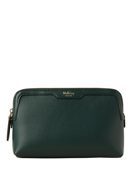 Mulberry Small Classic Grain Leather Small Cosmetic Pouch, Mulberry Green