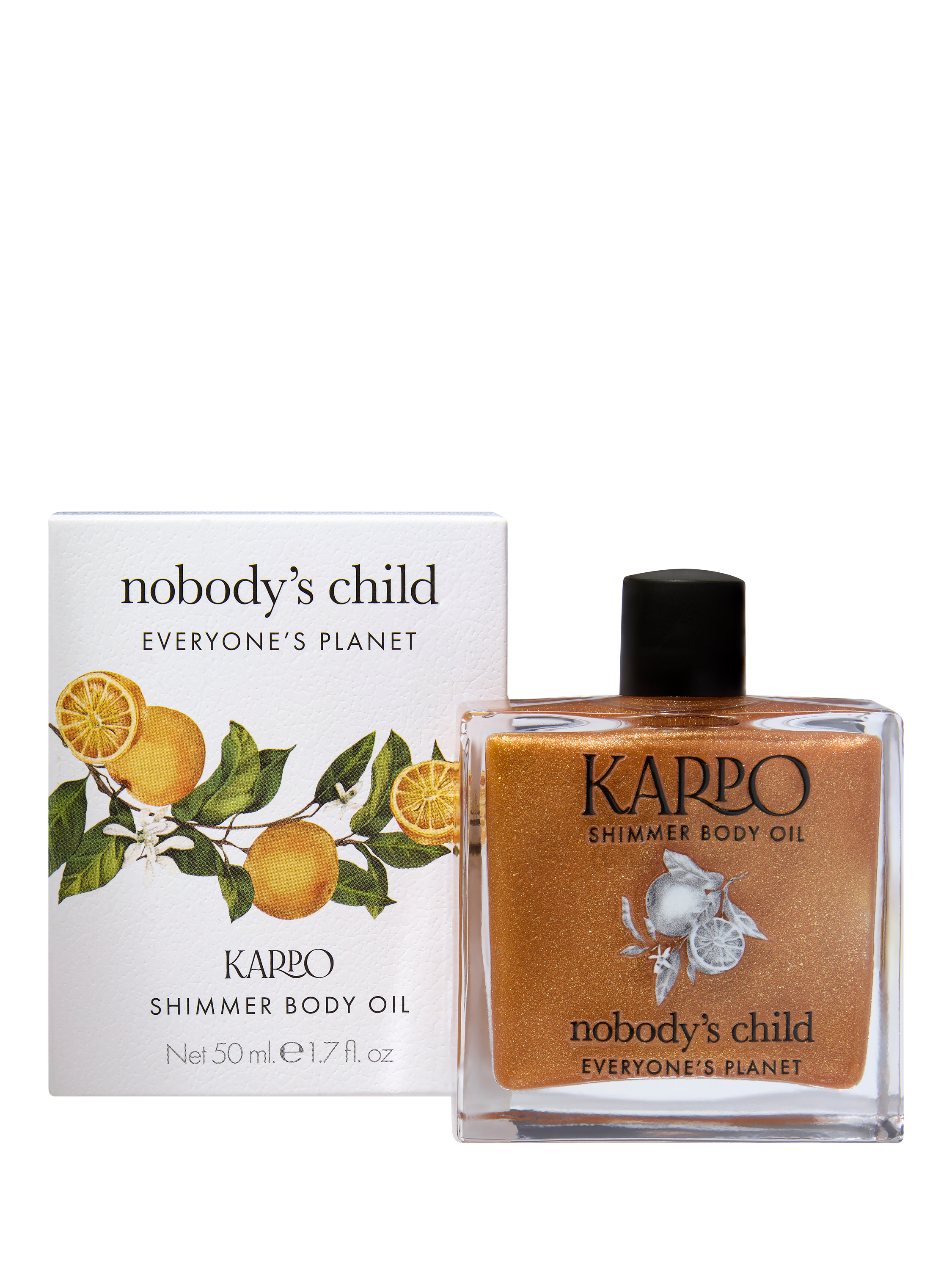 Product image 1 of 5, which shows Nobody's Child Karpo Shimmer Body Oil, 50ml