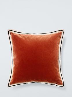 John Lewis Bordered Velvet Cushion, Sienna