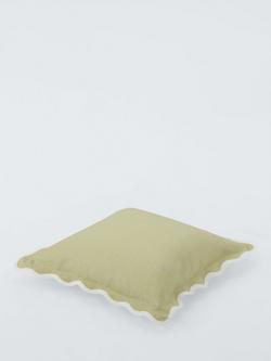 John Lewis Scalloped Linen Cushion - view 2, Pistachio