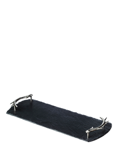 Selbrae House Small Slate Tray with Stainless Steel Antler Handles