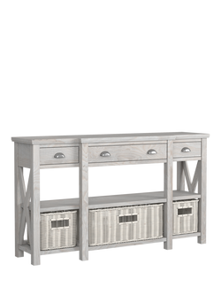 Laura Ashley Alderbury 3 Drawer Console Table, White, White Natural