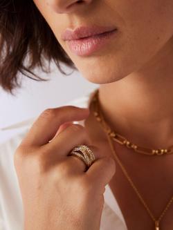 Mint Velvet Crystal Layered Ring, Gold - view 2, Gold