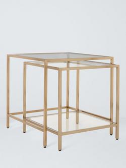 John Lewis Langham Nest of 2 Glass Tables, Brass, Brass
