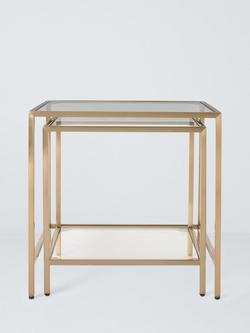 John Lewis Langham Nest of 2 Glass Tables, Brass - view 2, Brass